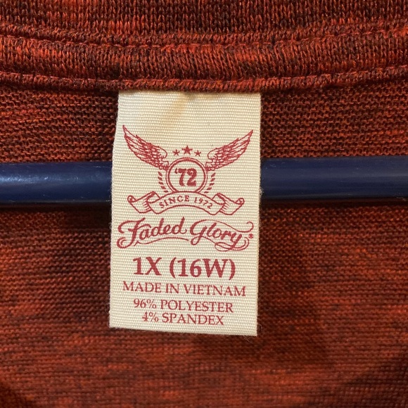 ๐ Faded Glory (1X - 16W) L/S sheer orange tunic - Picture 9 of 11